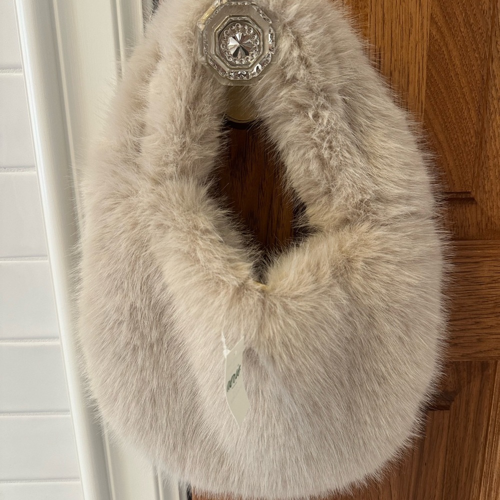Faux Fur Beige Hand Bag - Aerie